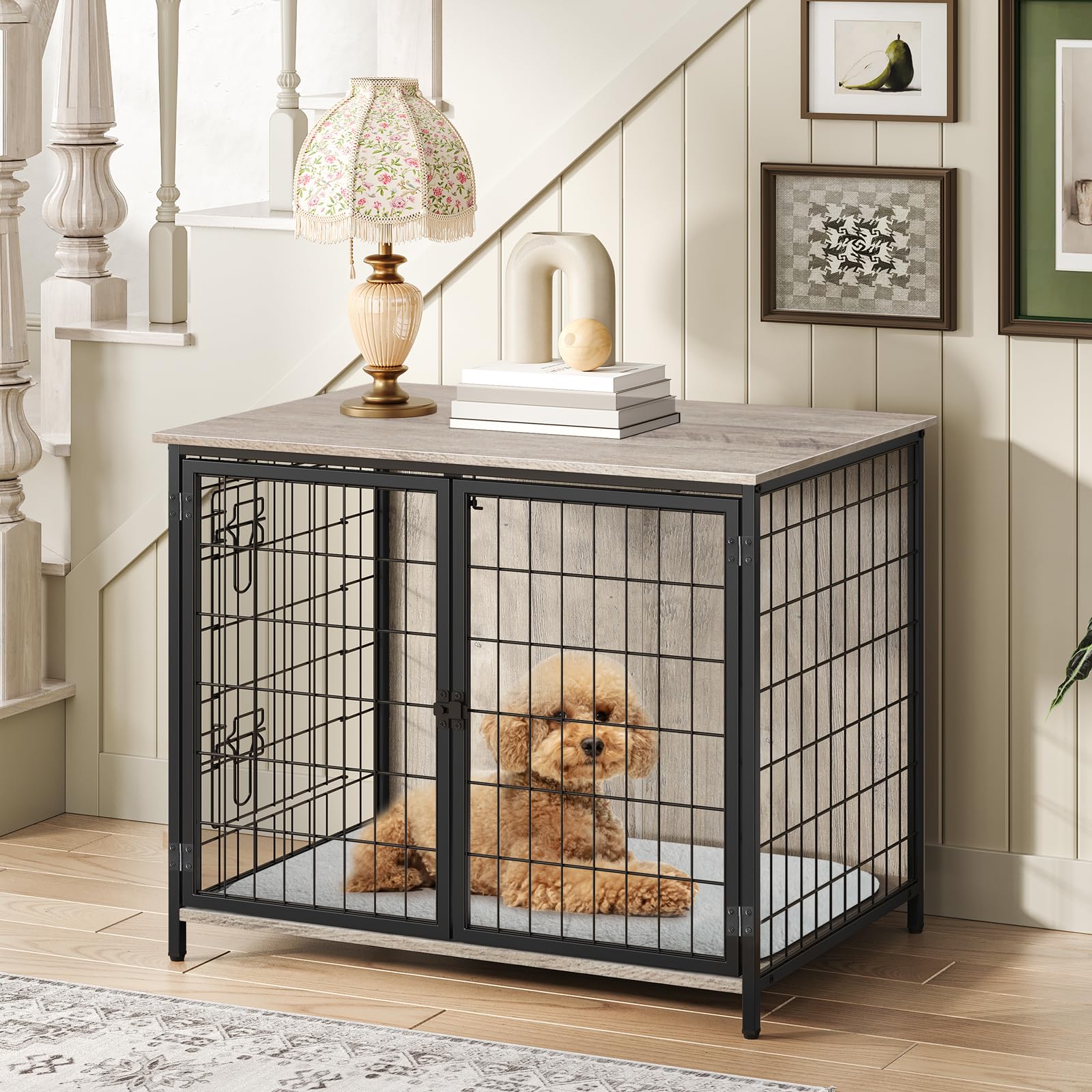 Amazon.com: MAHANCRIS Dog Crate Furniture with Cushion, Wooden Dog